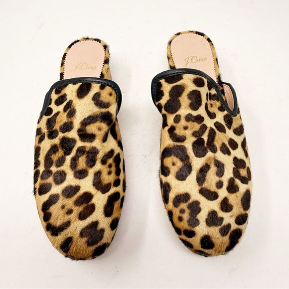 J. Crew Calf Pony Hair Cheetah Leopard Print Wooden Clogs Size 6 - Picture 4 of 9